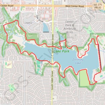 Zorinsky Lake Loop Trail in Omaha trail, distance, elevation, map, profile, GPS track