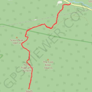 North Tripyramid, Middle Tripyramid and South Tripyramid trail, distance, elevation, map, profile, GPS track