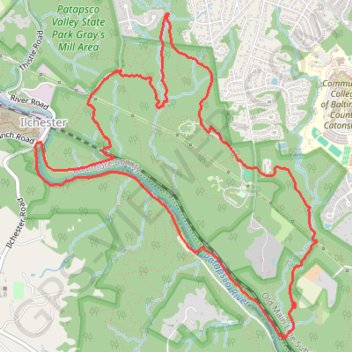 Patapsco Valley State Park Hilton Area trail, distance, elevation, map, profile, GPS track