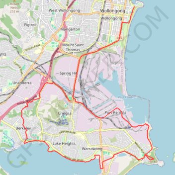 Wollongong Loop trail, distance, elevation, map, profile, GPS track