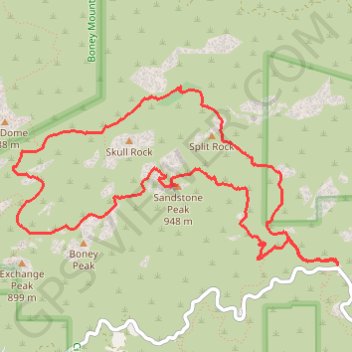 Sandstone Peak Loop via Inspiration Point trail, distance, elevation, map, profile, GPS track