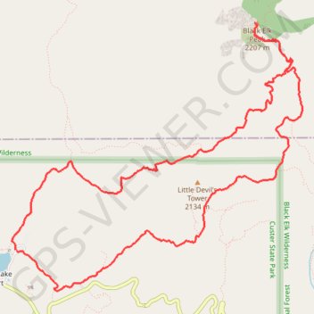 Black Elk Peak Loop via Little Devil's Tower Trail and Black Elk Peak Trail in Black Hills National Forest trail, distance, elevation, map, profile, GPS track
