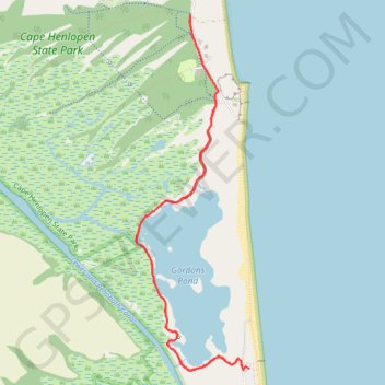 Gordons Pond Trail in Cape Henlopen State Park trail, distance, elevation, map, profile, GPS track