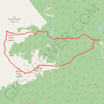 Mount Katahdin and Hamlin Peak Loop trail, distance, elevation, map, profile, GPS track