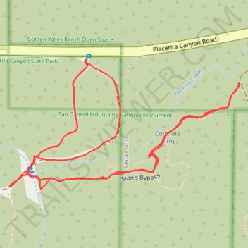 Placerita Canyon/Walker Ranch trail, distance, elevation, map, profile, GPS track