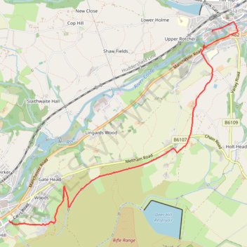 Marsden - Lower catch to Slaithwaite trail, distance, elevation, map, profile, GPS track