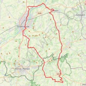 SDB-Wobecq-Oud-SDB-61k trail, distance, elevation, map, profile, GPS track