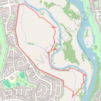 Fish Creek Provincial Park Loop Walk trail, distance, elevation, map, profile, GPS track