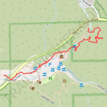 Ecology Trail, Botany Trail and Heritage Trail in Placerita Canyon Nature Center trail, distance, elevation, map, profile, GPS track