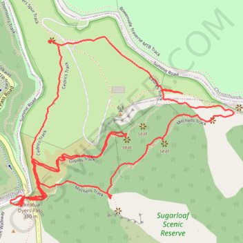 Sugarloaf Scenic Reserve Loop trail, distance, elevation, map, profile, GPS track