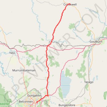 Canberra - Crookwell trail, distance, elevation, map, profile, GPS track