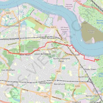 Erith Marshes trail, distance, elevation, map, profile, GPS track