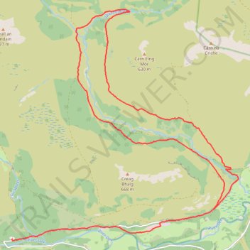 Loop eMTB Gravel: Lin of Dee -> Glen Quoich trail, distance, elevation, map, profile, GPS track