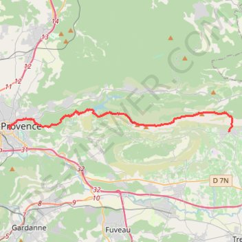 De Puyloubier à Aix en Provence trail, distance, elevation, map, profile, GPS track