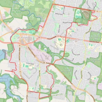 Capalaba and Alex Hills loop trail, distance, elevation, map, profile, GPS track