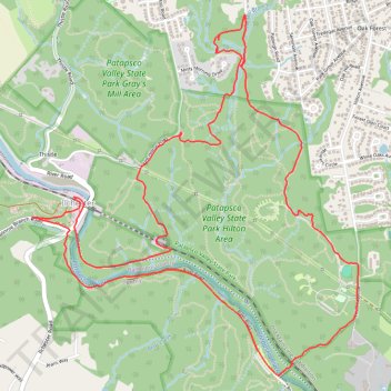 Patapsco Valley State Park Hilton Area Loop trail, distance, elevation, map, profile, GPS track
