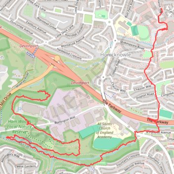 Ham woods trail, distance, elevation, map, profile, GPS track