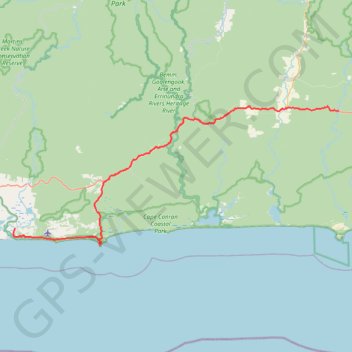 Marlo - Cape Conran Costal Park - Lind National Park - Drummer Creek trail, distance, elevation, map, profile, GPS track