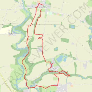 Beckbury Badger Cicular walk trail, distance, elevation, map, profile, GPS track