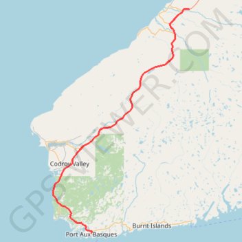 Port-aux-Basques - Robinson's Junction trail, distance, elevation, map, profile, GPS track