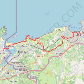WD1 complete St Jean de Luz to Hondarrabia trail, distance, elevation, map, profile, GPS track