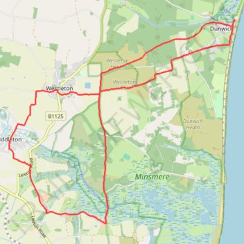 Suffolk Coast Path #05 (Dunwich to Eastbridge) trail, distance, elevation, map, profile, GPS track