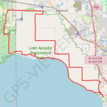 Lake Apopka trail, distance, elevation, map, profile, GPS track