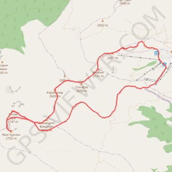 Šar Planina | Popova Šapka | Ceri - Pašin Vrh | Sinji Vrh | ... trail, distance, elevation, map, profile, GPS track