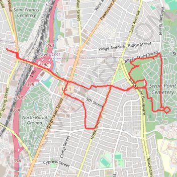 Swan Point Cemetery trail, distance, elevation, map, profile, GPS track
