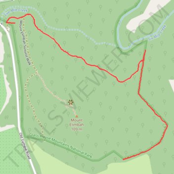 Mount Elimbah Fire Track in Glass House Mountains National Park trail, distance, elevation, map, profile, GPS track