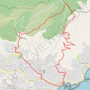Au-dessus de Bormes-Les-Mimosas _ variante courte_2025-10-16_14-17-03 trail, distance, elevation, map, profile, GPS track