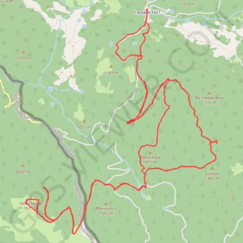 Predov Krst - Veliki Stolac - Vidikovac Sjenič - Predov Krst trail, distance, elevation, map, profile, GPS track
