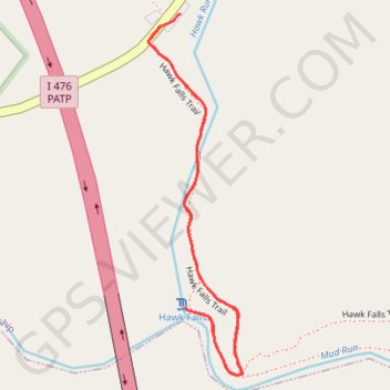 Hawk Falls Trail in Hickory Run State Park trail, distance, elevation, map, profile, GPS track