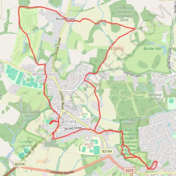 Loop Walk - Haywards Heath, Borde Hill, Cuckfield, Whitemans Green trail, distance, elevation, map, profile, GPS track
