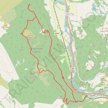 Loop from The Hermitage to Craigvinean Forest Ruins trail, distance, elevation, map, profile, GPS track
