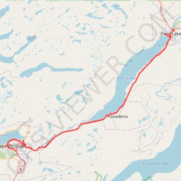 Corner Brook - Deer Lake trail, distance, elevation, map, profile, GPS track