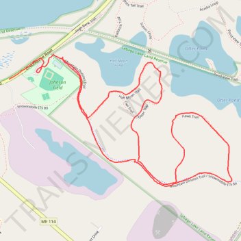Sebago Lake Land Reserve loop trails trail, distance, elevation, map, profile, GPS track