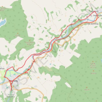 EMTB: Aberfeldy to Grandtully - Incl Rob Roy Way trail, distance, elevation, map, profile, GPS track