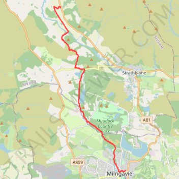 West Highland Way (WHW) - Milngavie to Glengoyne Distillery trail, distance, elevation, map, profile, GPS track