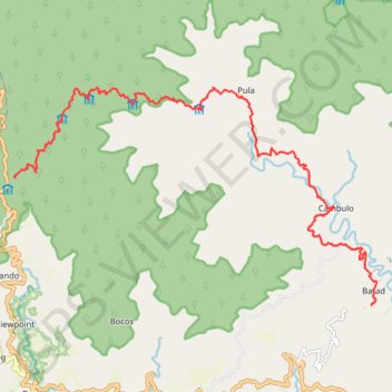 Pula - Cambulo - Batad trail, distance, elevation, map, profile, GPS track