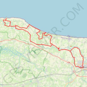 Bayeux boucle ouest longue trail, distance, elevation, map, profile, GPS track