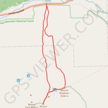 Mount Adams and Mount Madison Loop trail, distance, elevation, map, profile, GPS track