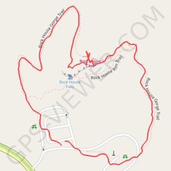 Rock House Cave and Falls Loop via Rock House Gorge Trail in Hocking Hills State Park trail, distance, elevation, map, profile, GPS track