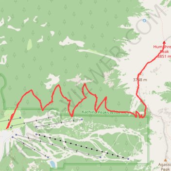 Humphreys Peak Trail in Kachina Peaks Wilderness trail, distance, elevation, map, profile, GPS track