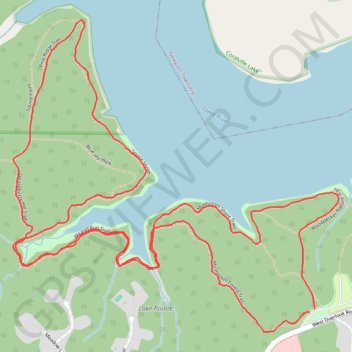 Loop hike along Coralville Lake via Woodpecker Nature Trail, Mushroom Shore Trail, Weasel Run Trail and Squire Shore trail, distance, elevation, map, profile, GPS track