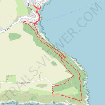 Loop Walk from Cawsand, Cornwall trail, distance, elevation, map, profile, GPS track