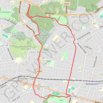 Danson Park trail, distance, elevation, map, profile, GPS track