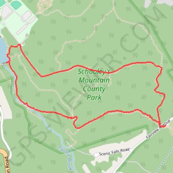Boulder Gorge Loop Trail in Schooley's Mountain County Park trail, distance, elevation, map, profile, GPS track