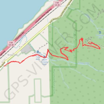 Angel's Rest Trail in Columbia River Gorge National Scenic Area trail, distance, elevation, map, profile, GPS track