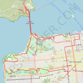 San Francisco MTB Loop trail, distance, elevation, map, profile, GPS track